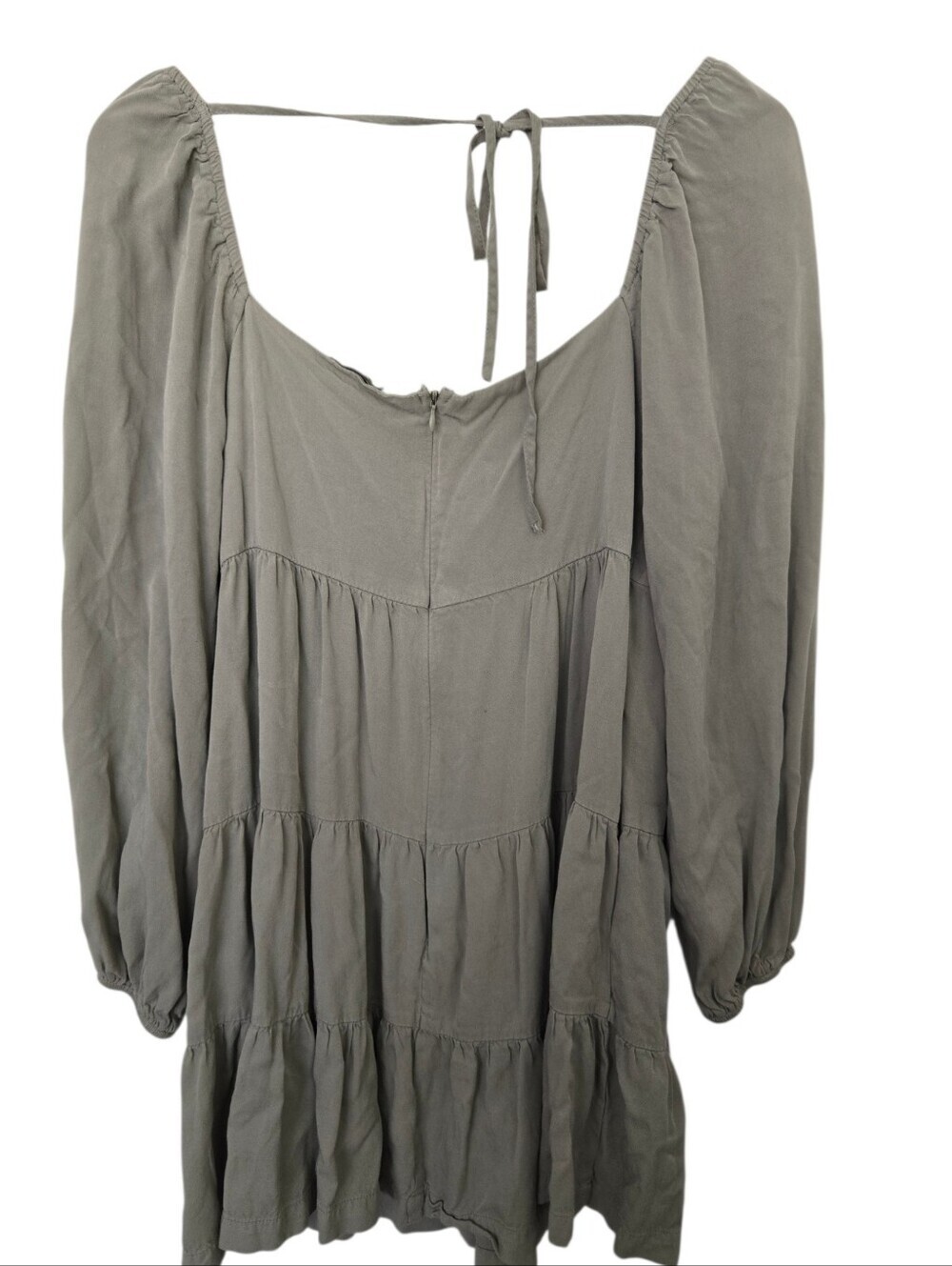 ✨ Shinesstar Sage Green Cottagecore Babydoll Mini Dress | Long Sleeve Peasant Dr - Picture 5 of 5